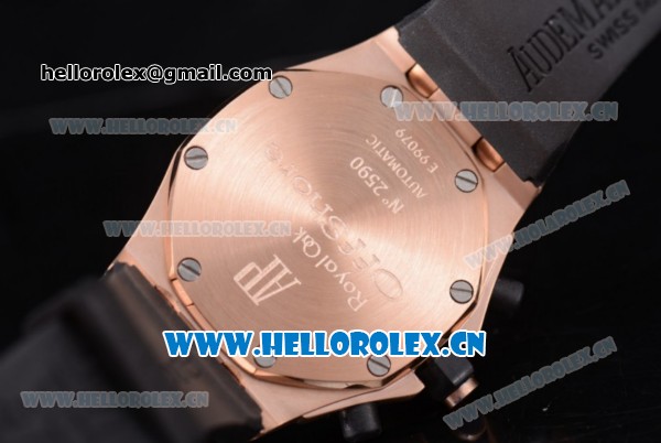 Audemars Piguet Royal Oak Offshore Chronograph Miyota OS20 Quartz Rose Gold Case with Black Dial Stick Markers and Black Rubber Strap (EF) - Click Image to Close